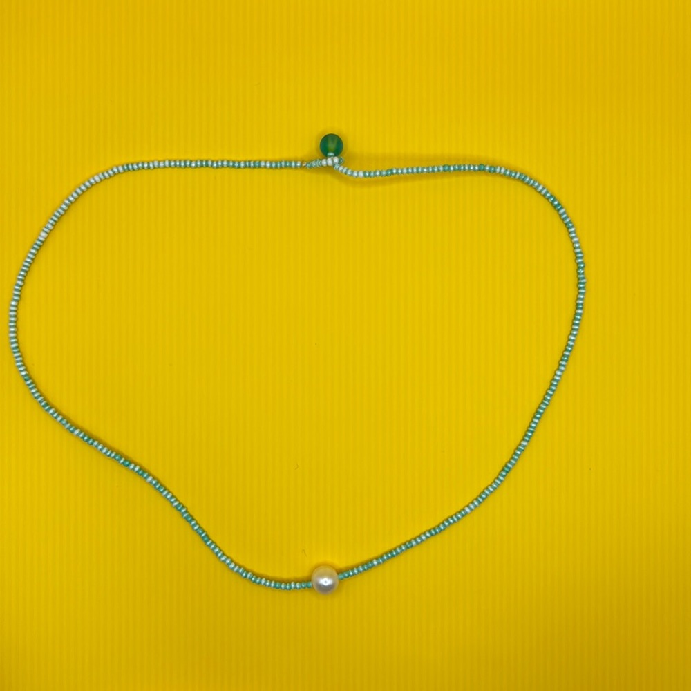 Handmade Mexican Sky blue with a pearl necklace